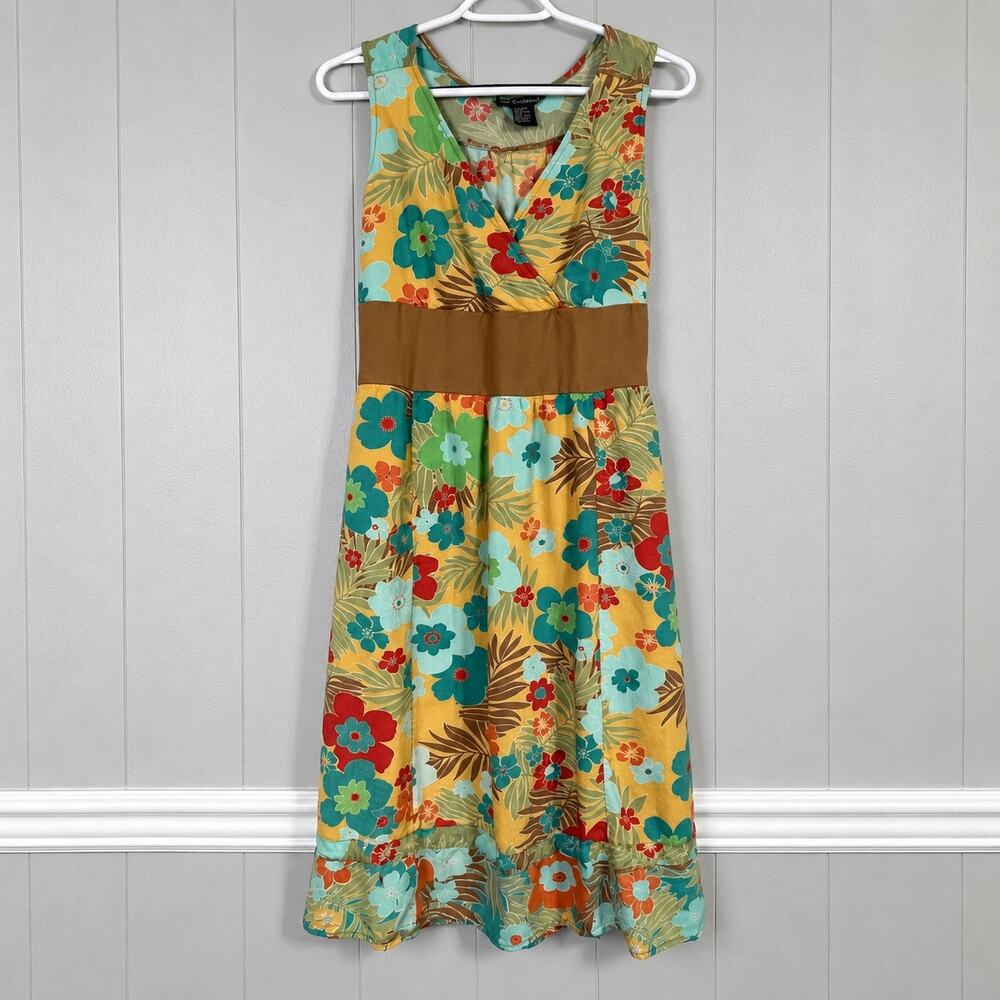 Tropical Floral Dress Women’s Small Rayon Knee Length Mlle Gabrielle